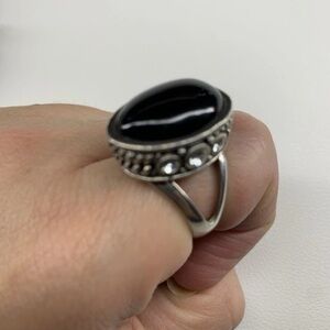 JCPenney Silver Ring with Black Stone